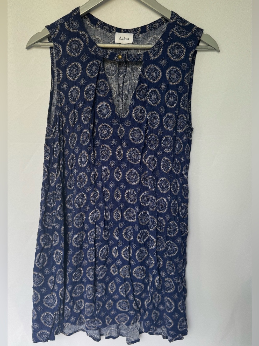 Aakaa - Navy and Ivory y Circle-Print Dress